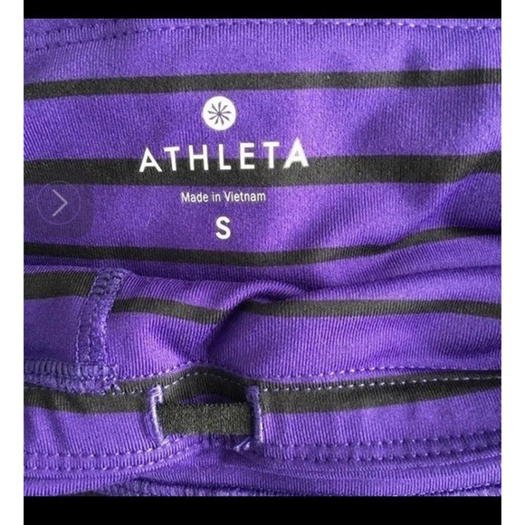 Athleta Striped Purple/Black Mesh & Solid Leggings Size Small - Picture 11 of 11